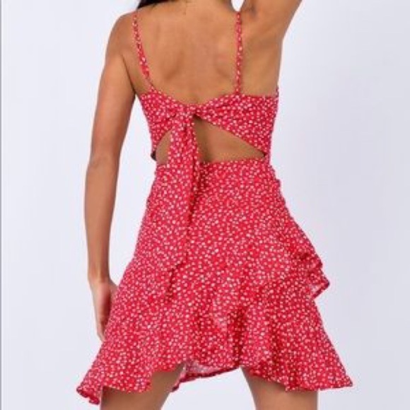 New Princess Polly Grasby Red Floral Dress (24) - Picture 3 of 6